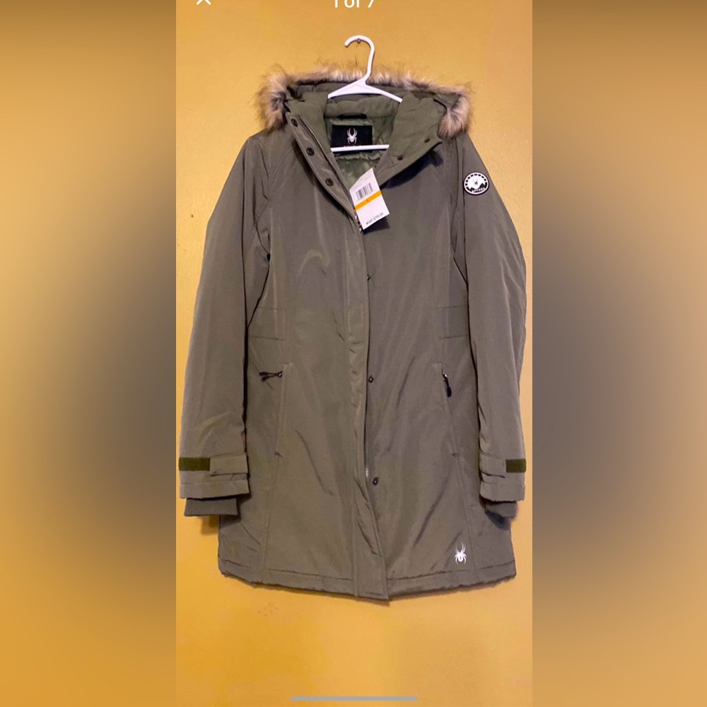 NWT Spyder Women's Small Tea Leaf Green Heavy Hooded Winter Coat Snow Jacket